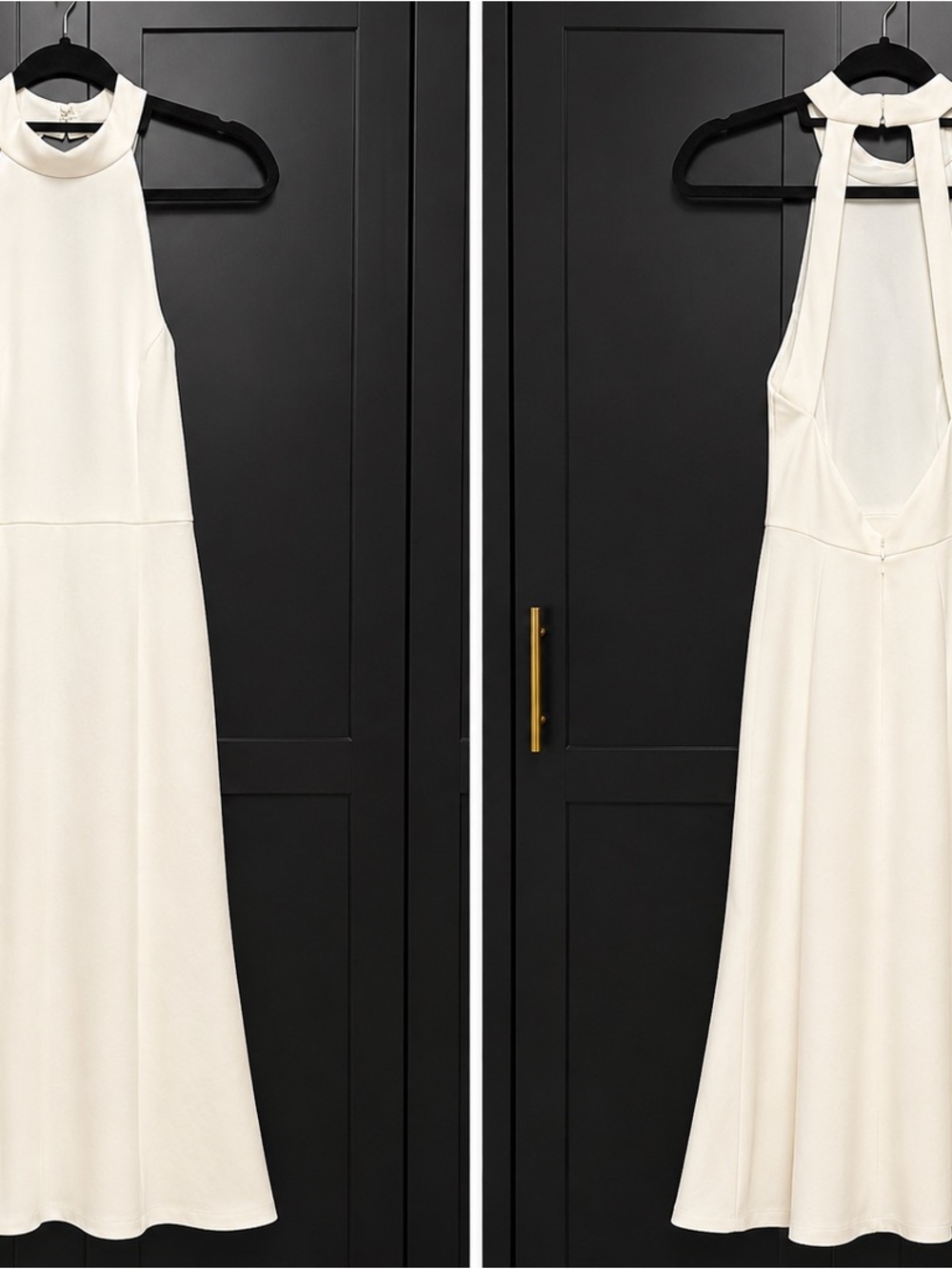 BHLDN Ivory Halter Maxi Dress with Open Back